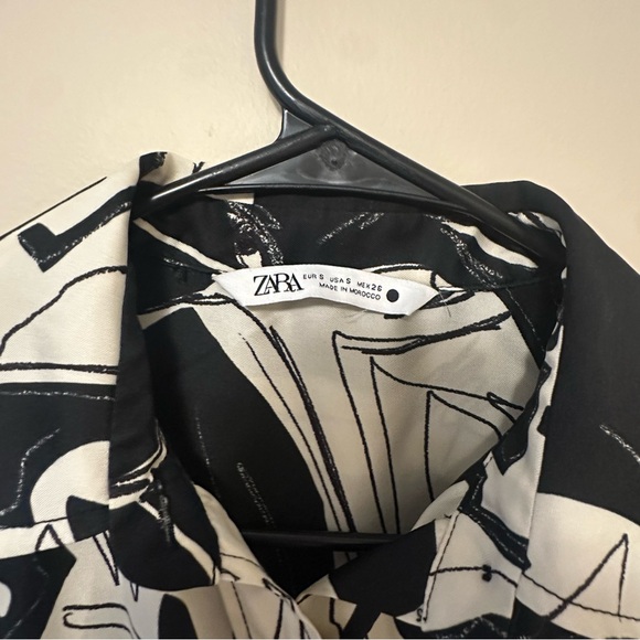 Zara Black and White Long Sleeve Dress - Picture 4 of 5